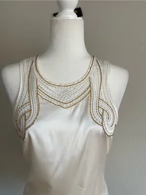 Cache Ivory Satin Beaded Tank Top thumbnail 2
