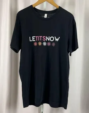 Canvas LGBTQ AF Large Let It Snow LeTITSnow Graphic Shirt Winter Snowflake thumbnail 1