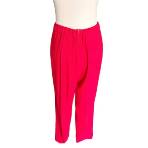 Vintage Red 2 Piece Pant Suit‎ Asymmetrical Button Blazer Pleated Trousers 1980s thumbnail 9
