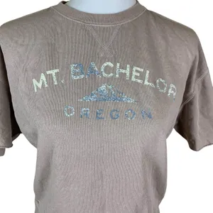TECHSTYLES MT Bachelor Oregon Graphic Sweatshirt Taupe Vintage Style M thumbnail 3