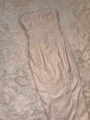 NWOT House of CB- Camilla Ivory Strapless Midi Dress Bodycon Faux Leather Sz XS thumbnail 6