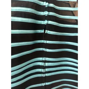 JS Collections Black and Blue Striped Mesh Mock Neck Top Size 14 thumbnail 4