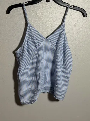 Tommy Hilfiger Women Blue/White Striped V-Neck Cami Casual Preppy Strappy size M thumbnail 2