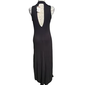 Hearts Black Sleeveless Mock‎ Neck Side Slit Maxi Dress Size Large thumbnail 4