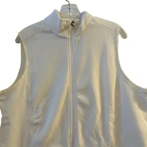 Lands'‎ End Women's Ivory Fleece Zip-Up Vest Size Large Casual thumbnail 2