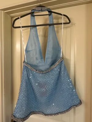 Retrofête blue sequin mini dress with silver beaded trim. (Brand new WITH TAGS! ) SOLD OUT ON WEBSITE!! thumbnail 2