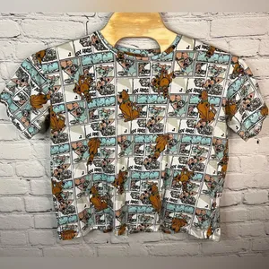 Scooby Doo Blue White Comic Strip Graphic T‎ shirt Juniors Sz XXL Cartoon Retro thumbnail 1