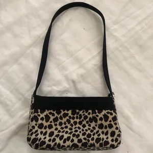 2000s Y2K Black brown tan leopard animal print shoulder hand bag purse thumbnail 2