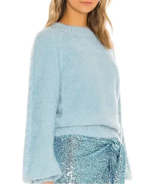 SHOW ME YOUR MUMU Vienna Sweater In Blue Knit thumbnail 4