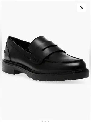 Anne Klein Emmylou Leather Loafer Chunky Sz 8.5 Classic Office Goth thumbnail 2