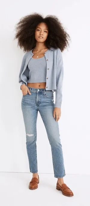 Madewell Tall Mid Rise Perfect Vintage Jean Ainsdale Wash‎ Distressed Womens 26T thumbnail 1