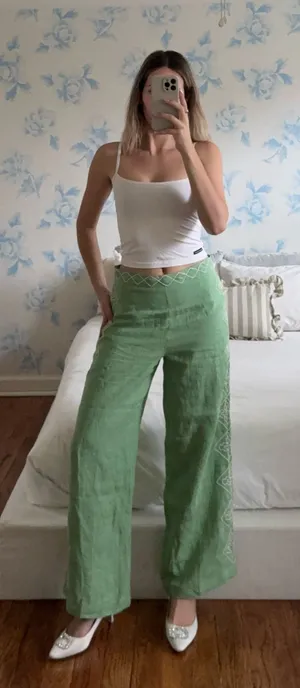 Roller Rabbit Green Pants Corded Medallion Sorella Pants thumbnail 1