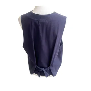 Vintage Au Coton Waistcoat Vest Women's Navy Sleeveless V-Neck Classic One Size thumbnail 2