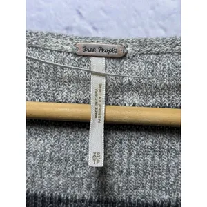 Free People Striped Knit Pullover Sweater Sz XS Gray Loose Boho Oversized thumbnail 5