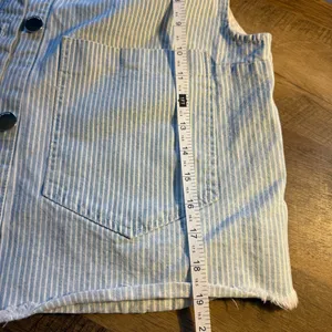 Zara Light Blue Pinstripe Sleeveless Denim Vest m thumbnail 8