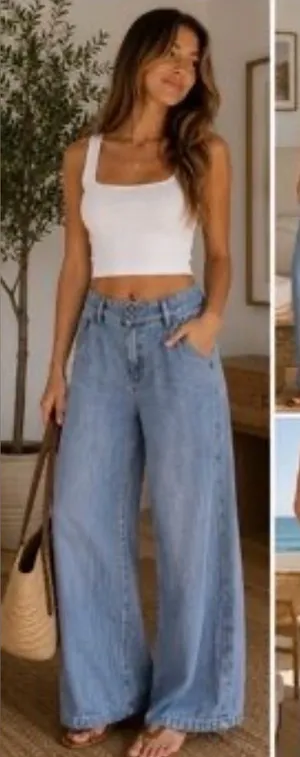 YFB Young Fabulous & Broke Wide Leg Tencel Modal Jeans Size S thumbnail 1