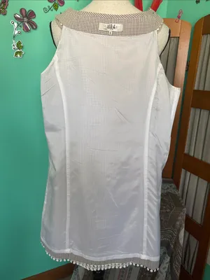 Tibi light brown & White Gingham Midi Dress with Crochet Trim thumbnail 10