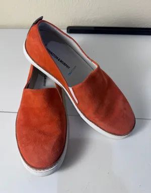 Johnston Murphy Slip On Shoes Womens 7.5 Orange Suede Travel‎ Comfort Minimalist thumbnail 1