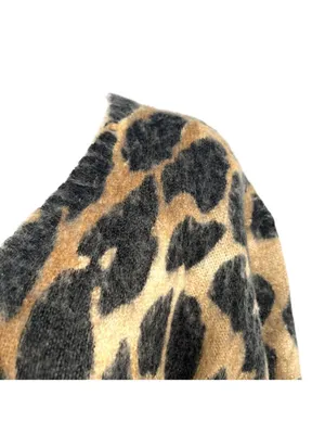 Young Fabulous & Broke Fuzzy Leopard Print V-Neck Sweater Size S/M Indie Casual thumbnail 3