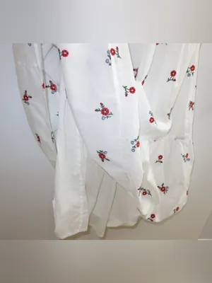 Nobody’s Child White Floral Embroidered Smocked Tiered Maxi Dress Size 2 thumbnail 9