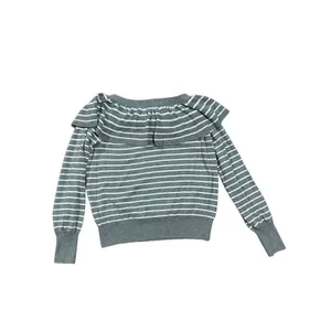 Joie‎ gray white striped ruffle sweater sz small thumbnail 7