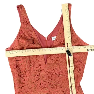 Dress the Population Burnt Orange Gold Lace Tiered V-Neck Midi Dress size S thumbnail 7