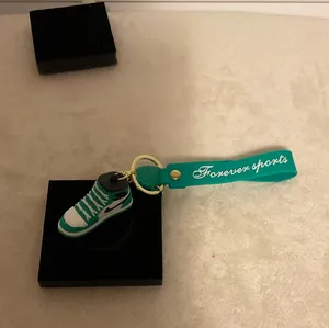 Teal and White Sneaker Keychain with Strap Green thumbnail 1