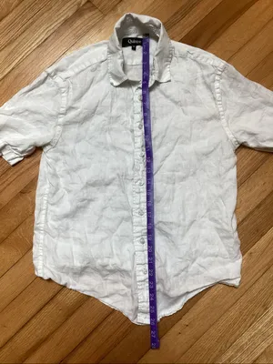 Quince White Relaxed Fit Short-Sleeve Button-Down Shirt Linen Size small thumbnail 9