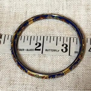 Vintage cloisonné blue hinged bangle bracelet thumbnail 8