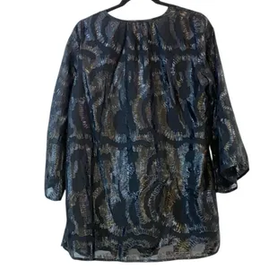 Cupio‎ Sheer V-Neck Flowy Blouse Bell Sleeves Medium thumbnail 4