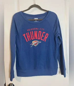 NBA Sz Small Womens Fleece Lined OKC OklahomaCity Thunder Blue Cotton Sweatshirt thumbnail 9