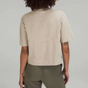 Lululemon Heavyweight Cotton T-Shirt Gradiating Grid Raw Linen Multi Size 8 thumbnail 4