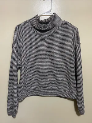 Madewell Black & White Striped Turtleneck Sweater thumbnail 1