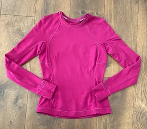 Lululemon Runderful Long Sleeve Top Size 4 Deep Fuchsia Reflective Stretch Runni thumbnail 1