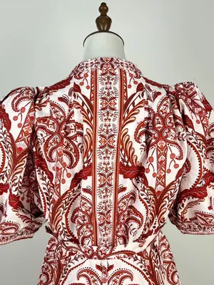 NWOT Farm Rio Tropical Cameo Belted Romper Size S 100% Cotton Puff Sleeves thumbnail 6