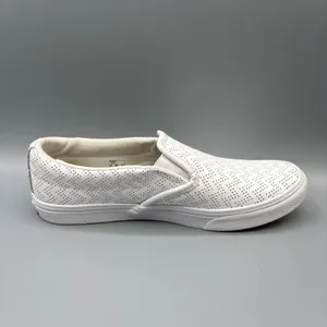 Vans Perforated Leather Shoe Women Size 6.5 White Chevron Asher Slip on Sneakers thumbnail 5