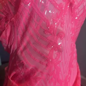 Womens Skimpy Sexy Pink Strapless Sheer Sparkly Party Club Dress Bodysuit Size M thumbnail 4