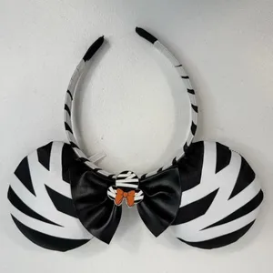 Disney Parks Minnie Mouse Ears Headband Black White Mummy‎ Bow Halloween Spooky thumbnail 3