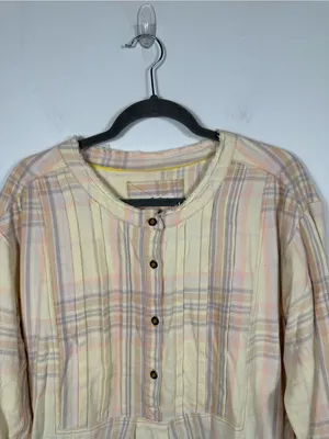 Free People We The Free Dunes Pintuck‎ Flannel Tunic Pastel Plaid XS thumbnail 5