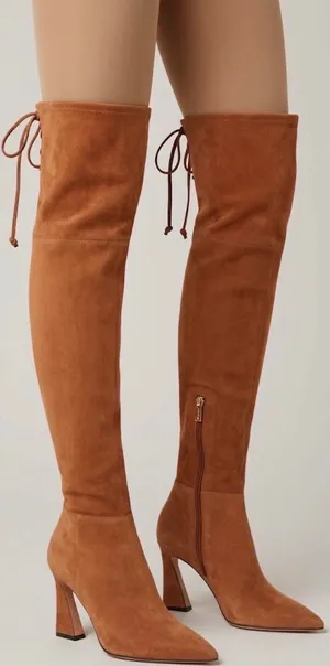 Vince Camuto Taplana Cognac Suede Over The Knee Boots Pointed Toe Brown 6.5M thumbnail 1