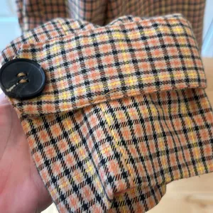 Anthropologie Lost + Wander orange & yellow plaid trench coat thumbnail 5