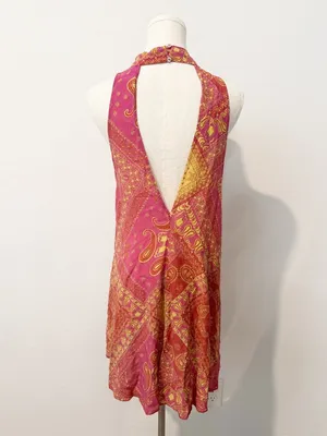 Free People Beaux Dress Size Large Paisley High Neck V‎ Back Boho Festival Fairy thumbnail 4