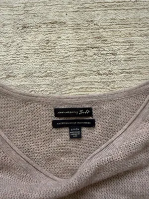 American Eagle Outfitters Long-Sleeve Crewneck Top in Heather Taupe (Size Small) thumbnail 4