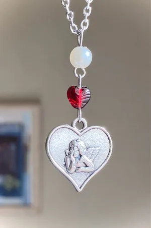 Handmade angel cherub goth chic fairy antique style necklace👼💗 thumbnail 1