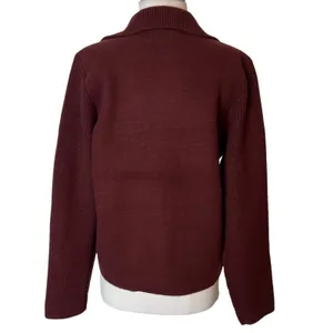 Ann Taylor Faux Suede Moto Sweater Jacket burgundy sz S‎ thumbnail 9