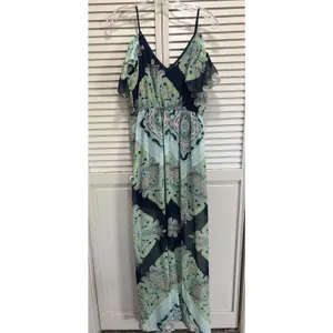 Lily Rose Paisley Chiffon Cold Shoulder Maxi Dress NWT Sz M Lined Ruffle thumbnail 6