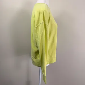 Perfectwhitetee Lime Yellow Cotton French Terry Crewneck Sweatshirt Small USA thumbnail 2