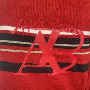 Apple Bottoms Red Sweater One Shoulder Acrylic Wool Blend Large Y2K Logo Stripe thumbnail 12