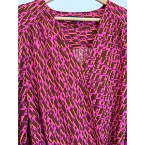 INC International Concepts Abstract Print Faux Wrap Blouse SzXL thumbnail 3