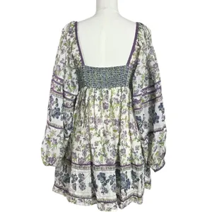 Free People Bohemian Retro 70s Endless Afternoon Floral Mini Dress Large thumbnail 10
